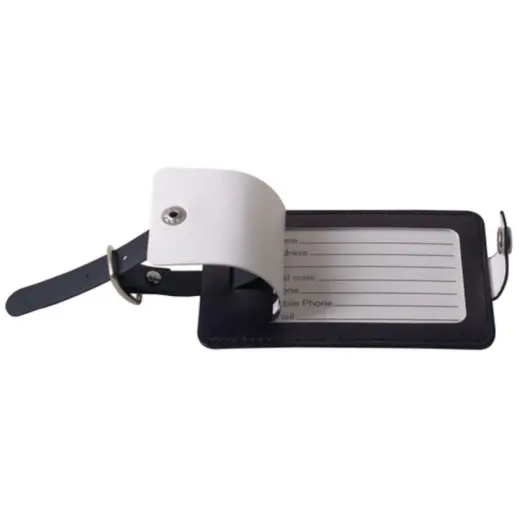 Checkered Luggage Tag Black-White Open